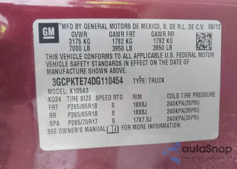 2013 Chevrolet Silverado 1500 Ltz from USA, damaged, VIN 3GCPKTE74DG110454